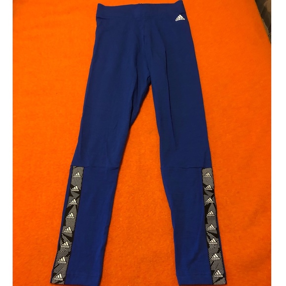 Adidas royal blue leggings with logo band on calves NWT - Picture 2 of 8